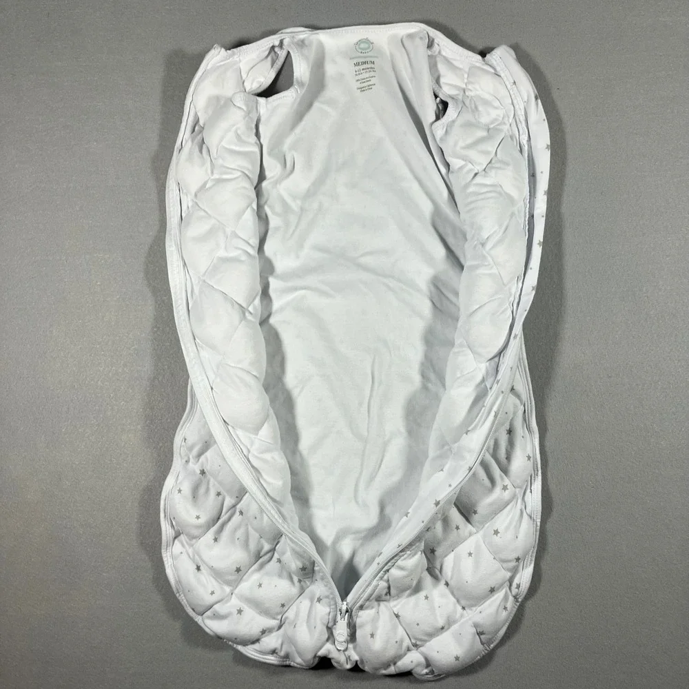 Dreamland Baby Weighted Sleep Sack White Grey Star Print Medium 6-12M